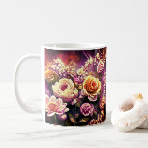 Caneca De Café Lindo Padrão De Flor Acrílico Coffee Mug