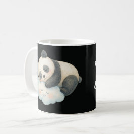 Caneca De Café Lindo Panda Sonolento na Nuvem Aquarela