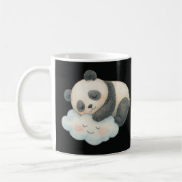 Caneca De Café Lindo Panda Sonolento na Nuvem Aquarela