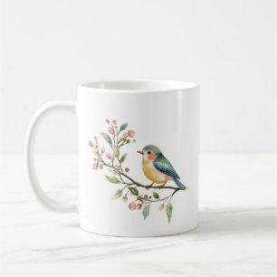 Caneca De Café Lindo Pássaro Aquarela