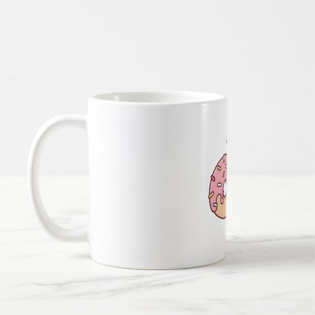 Caneca De Café Lindo Pequeno Panda Abraçando Donut (Esquerda)