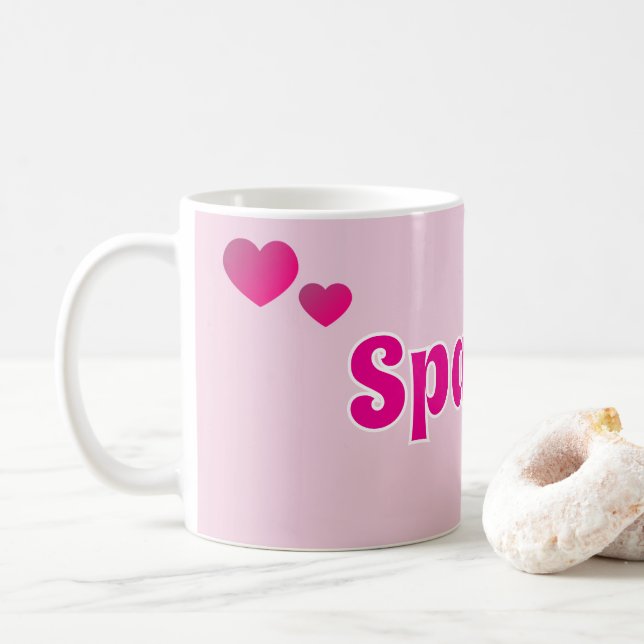 Caneca De Café Lindo Personalizável Rosa Divertido Cachorro Gato  (Com Donut)