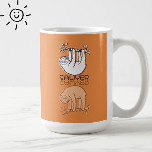 Caneca De Café Lindo Preguiça Laranja Reflexo Doodle Nome Persona