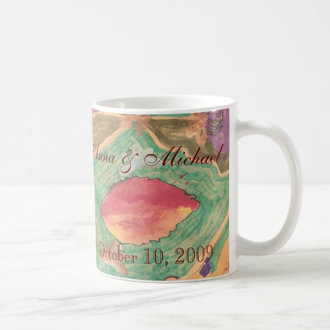Caneca De Café Lindo presente de casamento com folhas  (Direita)