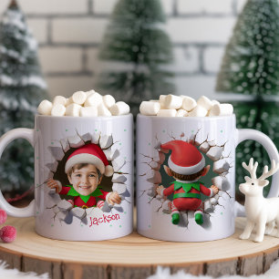 Caneca De Café Lindo Presente de Natal com Foto do Rosto de Crian