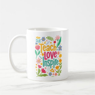 Caneca De Café Lindo Professor de Floral Ensina Amor Inspira Flor