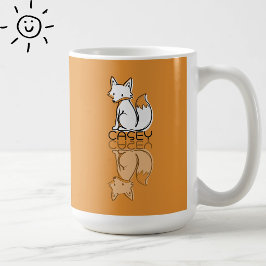 Caneca De Café Lindo Raposo Laranja Reflexo Doodle Nome Personali
