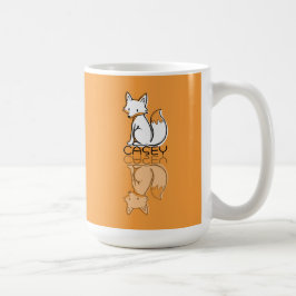 Caneca De Café Lindo Raposo Laranja Reflexo Doodle Nome Personali