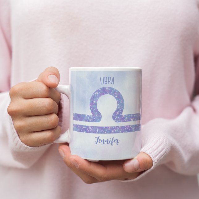 Caneca De Café Lindo Símbolo de Astrologia Libra Roxo Personaliza (Criador carregado)