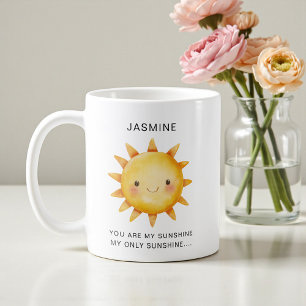 Caneca De Café Lindo Sol Aquarela Texto "Você É Meu Sol"