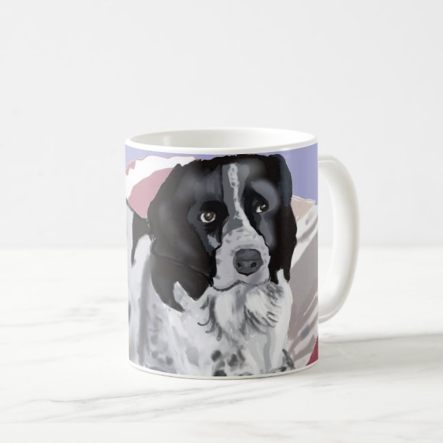 Caneca De Café Lindo Springer Spaniel Preto e Branco (Frente Esquerda)