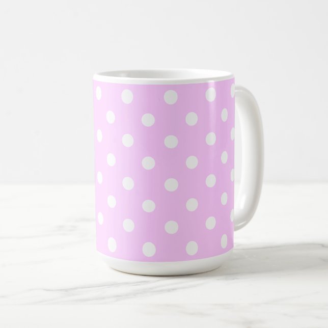 Caneca De Café Lindo Tom Rosa Pastel Com Pontos Brancos (Frente Esquerda)