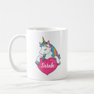 Caneca De Café Lindo Unicórnio Nome Personalizado 