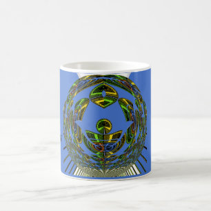 Caneca De Café Lindo Vetor Étnico Tradicional Africano Azul