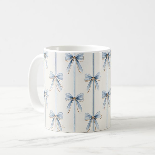 Caneca De Café Lindos Arcos e Listras Azuis (Frente Esquerda)