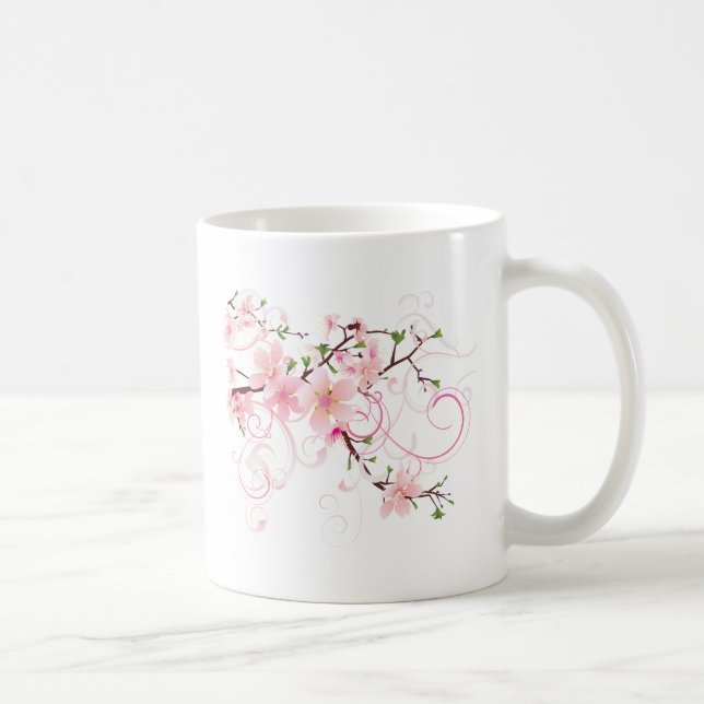 Caneca De Café Lindos Blossomas de Cereja (Direita)