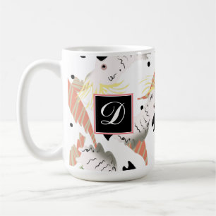 Caneca De Café Lindos Corações de Cacatua Folhagem Tropical