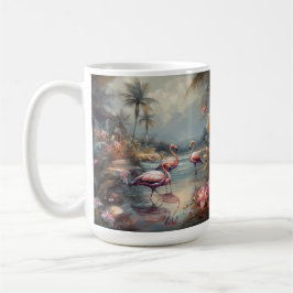 Caneca De Café lindos flamingos de pintura botânica de vintagem
