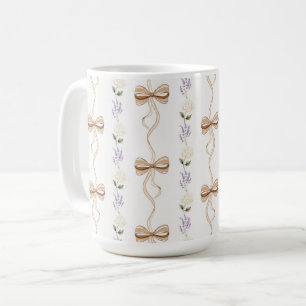 Caneca De Café Lindos Laços de Flores Brancas Lavanda  
