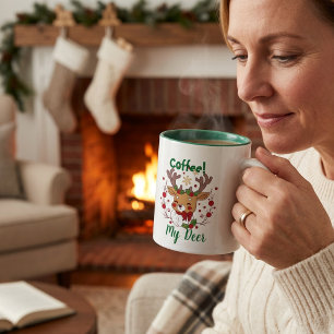 Caneca De Café Lindos marrons em Motivo de RENDA BRANCA