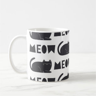 Caneca De Café lindos padrões de gatos. Ilustração Vintage