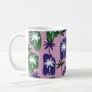 Caneca De Café Lindos padrões de palmeiras pintados manualmente