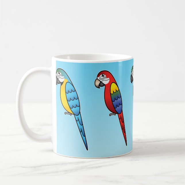Caneca De Café Lindos Papagaios Arara Desenho Animado (Esquerda)