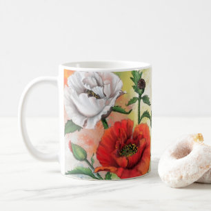 Caneca De Café Lindos papagaios brancos vermelhos - Pintura grava