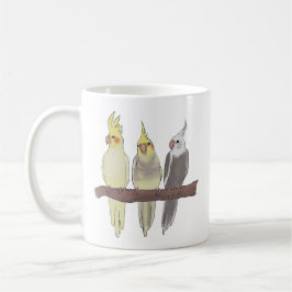 Caneca De Café Lindos Periquitos Amorosos em um Poleiro para Aman