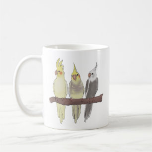 Caneca De Café Lindos Periquitos Amorosos em um Poleiro para Aman