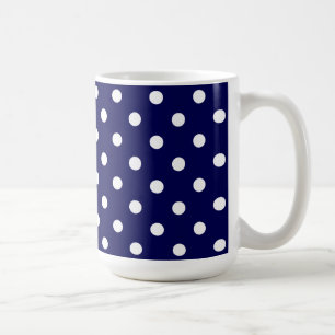 Caneca De Café Lindos Pontos Pretos Brancos E Azul Escuro Elegant