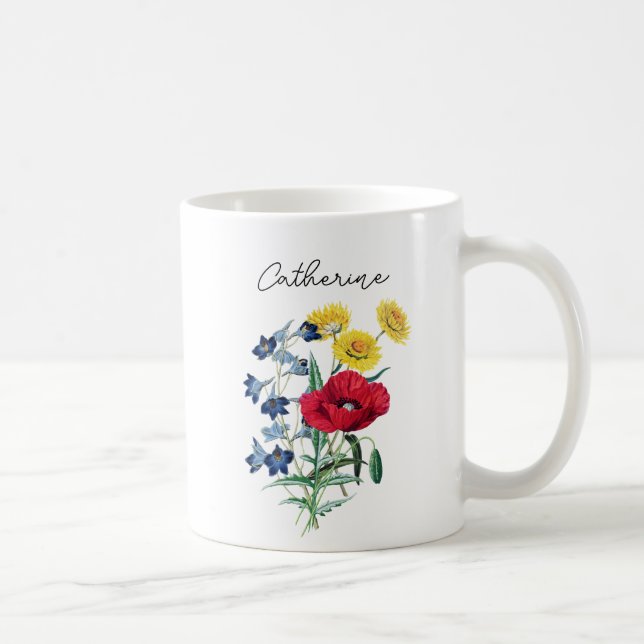 Caneca De Café Lindos Sinônimos Elegantes Campainhas Azuis Flor d (Direita)