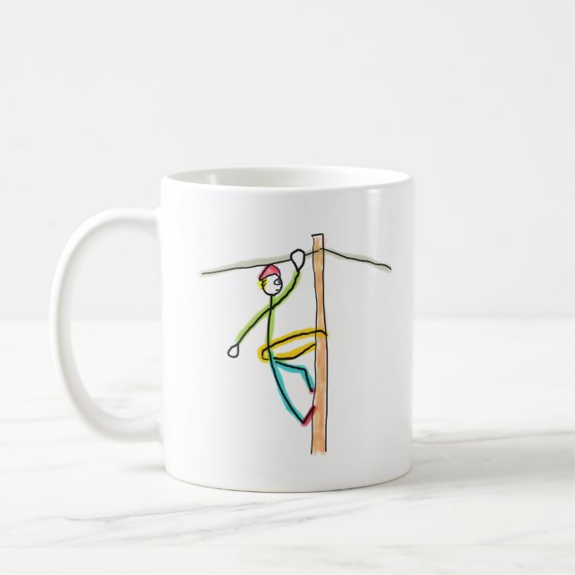 Caneca De Café Lineman Stickman (Esquerda)