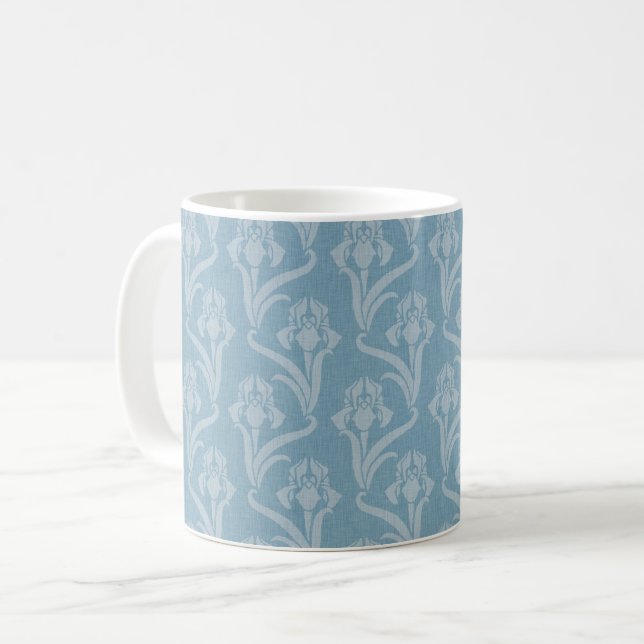 Caneca De Café Linen-Look Art Nouveau Irrisa Café Mug (Frente Esquerda)