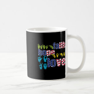Caneca De Café Língua de sinais americana 4 de julho Faith Hope L
