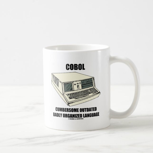 Caneca De Café Língua mal organizada antiquada incómoda de COBOL (Direita)