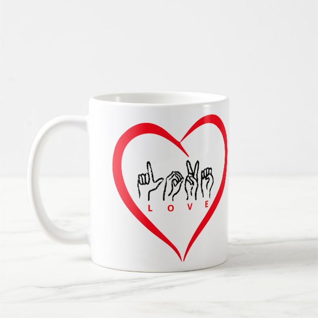Caneca De Café Linguagem de Sinais de Amor (Esquerda)