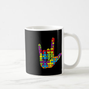 Caneca De Café Linguagem de Sinais de Amor da ASL - Quebra-cabeça