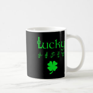 Caneca De Café Linguagem de Sinais Sortudos Dia de São Patrício C