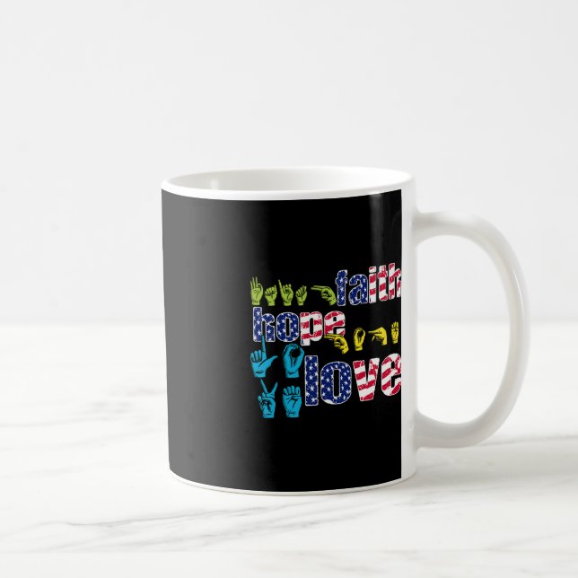 Caneca De Café Linguagem de Sinal Americano ASL 4 de julho Faith  (Direita)