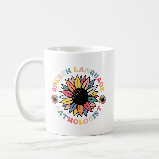 Caneca De Café Linguagem Sunflower SLP Linguagem Patologista Gift (Esquerda)
