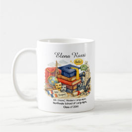 Caneca De Café 🎓Línguas Modernas GRAD Nome e Grau Personalizados