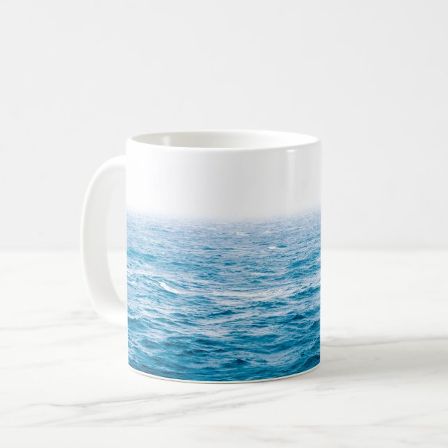 Caneca De Café Linha azul do oceano Ombre (Frente Esquerda)