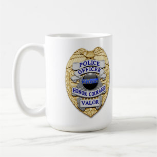 Caneca De Café Linha Azul Fino - Crachá da Polícia de Conquista d