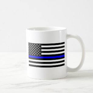 Caneca De Café - Linha Azul Fino da Polícia de Bandeira dos EUA