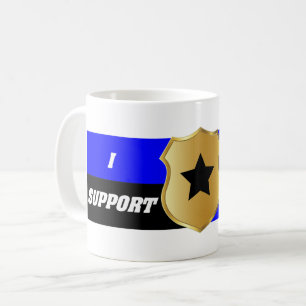 Caneca De Café Linha Azul Fino, Eu Apoio Polícia