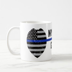 Caneca De Café Linha Azul Fino, Recebi Seu Seis, Esposa Policial 