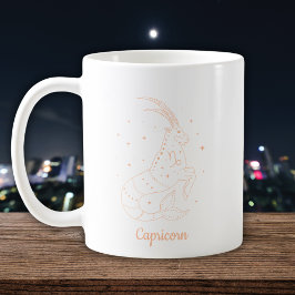 Caneca De Café Linha de Arte Capricórnio Branco Pêssego