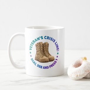 Caneca De Café Linha de Crise do VETERANO DISQUE 988 E PRESSIONE