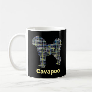 Caneca De Café Linha de Grade Amarela e Preta Cavapoo